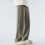 FOESCE Men's Pants Wide Leg Cotton Fabric Straight Loose Outdoor Solid Color Knitted Sweatpants High-quality Soft Long Baggy Trousers