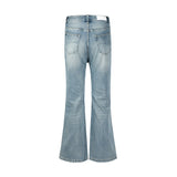 FOESCE Harajuku Streetwear Washed Vintage Solid Jeans Men's Y2K Straight Baggy Flare Pants Unisex Oversized Casual Denim Trousers