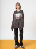 FOESCE  New Factor American High Street Washed Jeans Black Slight Rao Fashion Casual Design Pants