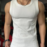 FOESCE New Men's Casual Tank Top Summer Fitness Training Elastic Base Layer 2025 Sleeveless Sports Vest bodybuilding gym t shirt men