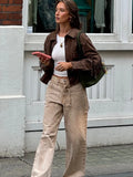 FOESCE Vintage Tassel Single Breasted Jackets Women Casual Long Sleeved Flip Pockets Outerwear Fashion Autumn Streetwear Coats 2025