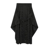 FOESCE Chinese Style Mens Suit Stand Collar Calligraphy Embroidered Shirt Men'S Dark Fashion Irregular Pleated Skirt Two-Piece Suit