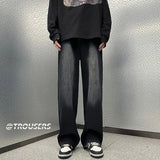 Vintage Men's Jeans Loose Fit Distressed Oversize American Style Casual Draped Wide Leg Dragged Pants Trendy
