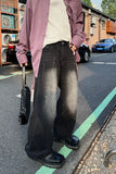 FOESCE 2025 Trendy Paint Dot Loose Dad Pants Black Grey Casual Pants streetwear hiphop denim jeans men men's pantalon homme jean