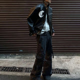 FOESCE American Street Fashion Handsome High-Grade Pu Leather Jacket Men 2025 Spring Autumn New Trend Loose Baseball Uniform Y2k Jacket