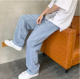 FOESCE Summer thin men's fashion famous brand versatile loose straight Summer wide leg pants clothes streetwear hiphop denim New 2025