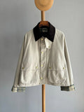 FOESCE 25 Early Spring New Product Barn Style, Wax free Hunting Dress, Collar Short Coat, Retro Classic plaid Jacket, Work Clothes Wind