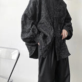 FOESCE Shirts Men Floral Japanese Style Fashion Loose Pleated Long Sleeve Vibe All-match High Street Youthful Cool Designed Vintage
