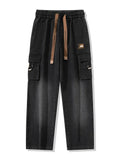 FOESCE Big Size Men's Cargo Jeans Loose Wide Leg Straight Denim Pants Male Autumn Streetwear Casual Baggy Cowboy Trouser Plus Large 8XL