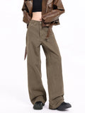 FOESCE Maillard Brown streetwear Jeans Men's and Women's American Straight Barrel Coffee Cleanfit plus size Pants harajuku fashion