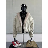 FOESCE Autumn and winter new loose denim jacket, thick and warm retro design, hooded cotton jacket, fashionable men's or women's jacket