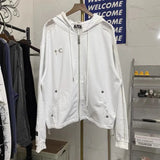 FOESCE Winter Hiphop Street THUG CLUB Jacket Star Moon Metal Logo Stitching Line Zipper Hoodies Men Women Masked Hooded Sweatshirts