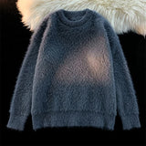 FOESCE 2025 High-End Pure Mink Cashmere Men's Sweater O-Neck Pullover Knitted Sweater Winter New Fashion Long Sleeve Knitwear E64