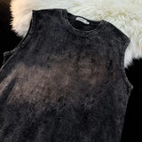 Summer Cotton Vest Male Female Sleeveless Shirts Washed Y2k Tank Tops Solid Color Tees Casual Loose Vests Men Vintage Streetwear