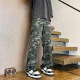 FOESCE Jeans Men straight Pants patchwork male jean camouflage Loose Fit Patchwork Streetwear Men's Trousers Denim Large size Hip Hop
