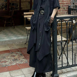 FOESCE Genderless Trendy Skirt Gothic Dark Style Loose Hakama Pants Wide Leg Pants 2025  Large Size Design Samurai Pants Men Clothing