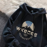 American Streetwear Oversize Plus size Retro Green Hoodie Women Ins Trendy Autumn and Winter Fleece-lined Hoodie y2k ins emo