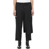 FOESCE Men's Fashion Double Layer Skirts Pants New Trend Dark Deconstructed Pleated Trousers Straight Leg Pants Genderless Streetwear
