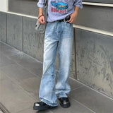 FOESCE Men's Vintage Jeans Fashion Washed Street Casual Wide Leg Denim Pants Autumn Winter Distressed Loose Male Versatile New Trousers