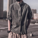 Men's Shirt with Pocket Plain Linen Male Shirts Clothing High Quality Luxury Designer Casual Regular Japanese Vintage I Sleeves