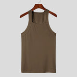 FOESCE 2025 Fashion Men Tank Tops Solid O-neck Sleeveless Skinny Tops Tees Vacation Casual Vests Streetwear Men Sexy Fitness Camisole