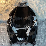 FOESCE Vintage Knitted Cardigan Sweater Men's Loose Street Cat Whiskers National China-Chic Brand Lazy Style V-neck Coat