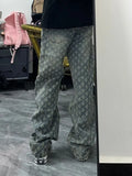American High Street Jacquard Design Jeans Trendy Brand European And American Street Pants  Mens Loose Hong Kong Style New Style