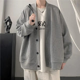 Men Cardigan V-neck Cardigan Hoodie Men Fashion Style Spring and Autumn New Lazy Wind Loose Casual Jacket Men Coat