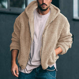 New Men's Casual Jacket Fashion Hooded Coat Autumn Winter Arctic Velvet Solid Loose Plush Warm Jacket High Street Coat Male