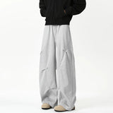 FOESCE Elastic Waist Men's Sweatpants Drape Solid Color Casual Drawstring  Trousers Wide Leg Loose Male sport Pants New casual pants