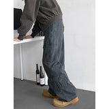 FOESCE Cargo jeans mens 2025 Spring Men Baggy Jeans Men Wide Leg Pants Big Pockets Streetwear Trousers Male Loose Denim Pants