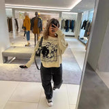 FOESCE 2025 autumn and winter new men's and women's round neck knitted sweater personalized Y2K street design sweatshirt sweater