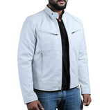 FOESCE Men's Faux Leather Jacket Autumn Fashion Solid Color Zipper Motorcycle Jacket Men's Casual Long Sleeve Zipper Button Jacket