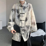 FOESCE 2025 New Summer Ice Thin Chinese Style Tang Suit with a High-end Feel New Chinese Style Button Up Collar Loose Fitting Shirt