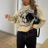 FOESCE 2025 autumn and winter new men's and women's round neck knitted sweater personalized Y2K street design sweatshirt sweater