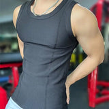 FOESCE New Men's Casual Tank Top Summer Fitness Training Elastic Base Layer 2025 Sleeveless Sports Vest bodybuilding gym t shirt men