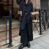 FOESCE Genderless Trendy Skirt Gothic Dark Style Loose Hakama Pants Wide Leg Pants 2025  Large Size Design Samurai Pants Men Clothing
