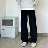 Vintage American Style White Workwear Casual Pants Men's Loose-fit Straight-leg Wide-leg Dragging Trousers High Street Material
