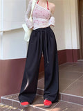 FOESCE Straight Wide Leg Loose Pant Women Fahsion 2025 Spring Summer New Baggy Sweatpants High Waist Csual Street Pants Chic Trousers