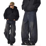 FOESCE Men's Loose Fit Baggy Jeans Casual Streetwear Wide Leg Hip Hop Oversized Denim Pants