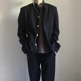 FOESCE Japanese College Uniform Jacket Stand-up Collar Suit Jacket Top Men's Spring Summer College Wind Trend Men Coat School Uniform