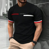 FOESCE Fashion Summer 3D Stripe Letter Print Men's T Shirt Hip Hop Trend Harajuku Streetwear Casual O-neck Oversized T-shirts Men Tops