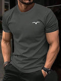 FOESCE Seagull Men Cotton T-shirt Luxury Brand Fashion Big Size Top Casual Short Sleeve Streetwear Classic New Arrival Tee S-4XL