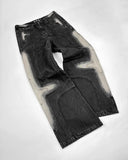 Foesce Street Vintage New Fashion Washed Old Black Baggy Jeans Men Y2K Harajuku Hip Hop Pop Gothic Leisure High Waist Wide Leg Trousers