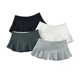 FOESCE Xpqbb Fashion Low Waist Mini Skirt Women 2025 New Vintage Side Zip A Line Y2K Short Skirts Female Sexy Girls Hot Pleated Skirt