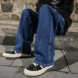 FOESCE Korean Fashion Classic Jeans Men's Four Seasons Loose Straight Wide Leg Pants Street Hip-Hop Baggy Student Unisex Pants