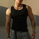 FOESCE Mens Sexy Shaping Sports Fitness Casual Cotton Vest 2025 New Genderless American Street Elastic Slim Solid Color Tank Top Unisex