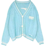 FOESCE 2025 Europe and the United States star with autumn and winter new style sweater embroidered cardigan temperament bright color ca