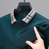 FOESCE Light luxury brand polo shirt long sleeved spring and autumn new style comfortable and breathable casual striped lapel T-shirt
