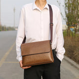 FOESCE Travel Bags PU Leather Handbag Adjustable Travel Shoulder Bag Cross Body Bag Mens Carry Bag Tote Bag Large Capacity Handbag